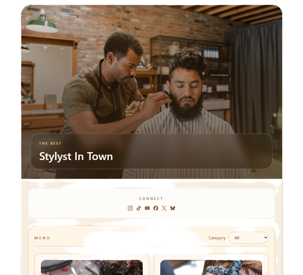 ChairPro website, portfolio, and online booking experience for hair stylists